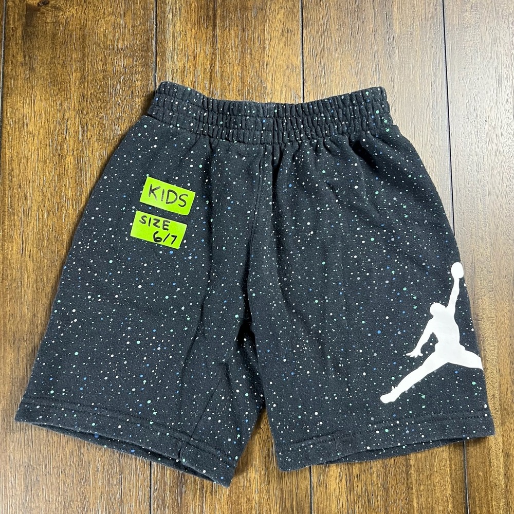 Jordan Kids Black Multicolor Speckle Jumpman Fleece Shorts Size 6/7